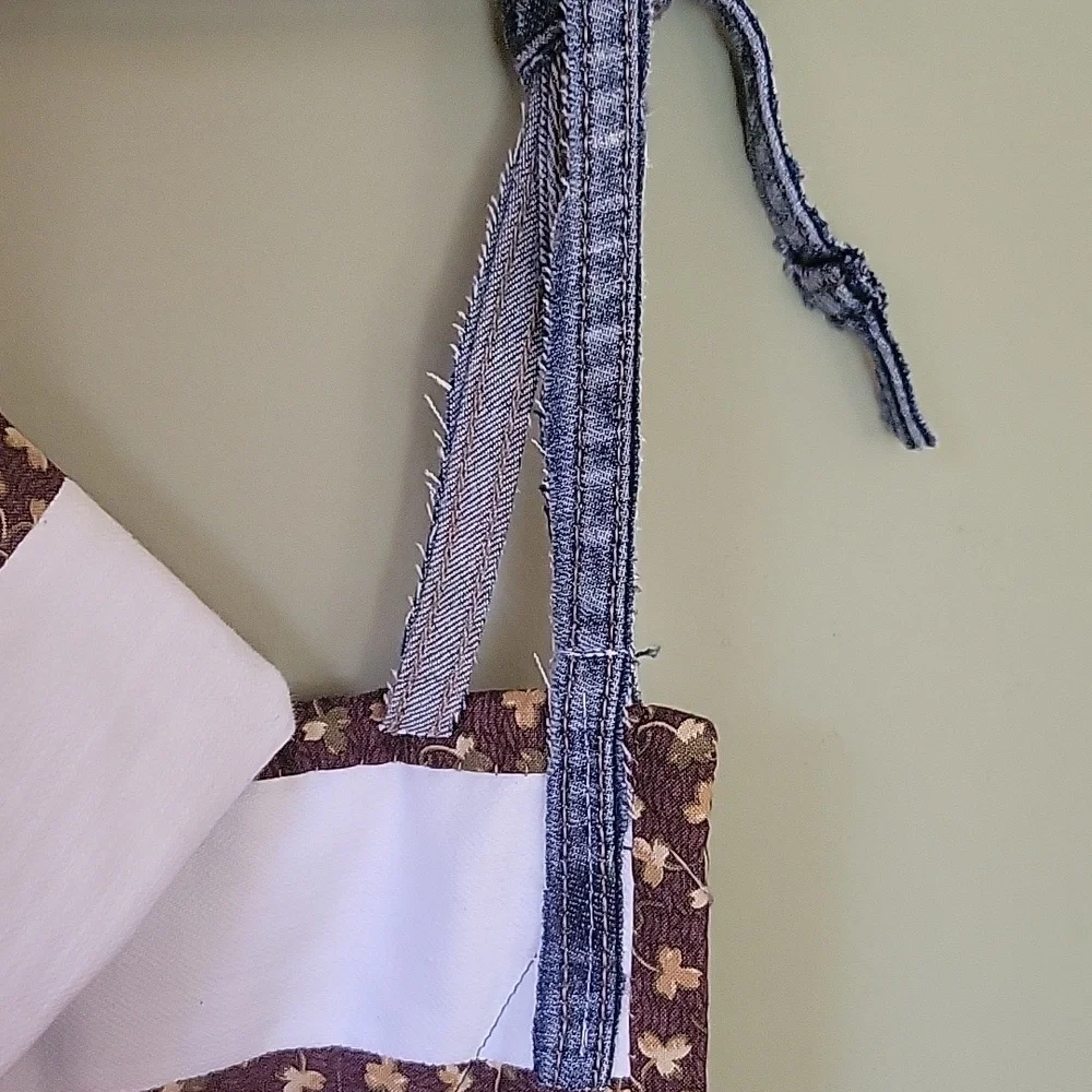 Upcycled Molly Made It Hand Crafted Pocketed Oranizer from blue & white  jeans